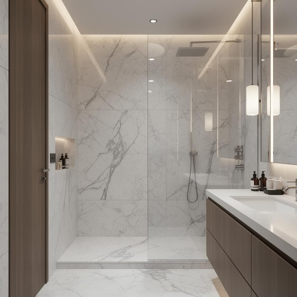 Marmor-Bad mit Walk-In Dusche